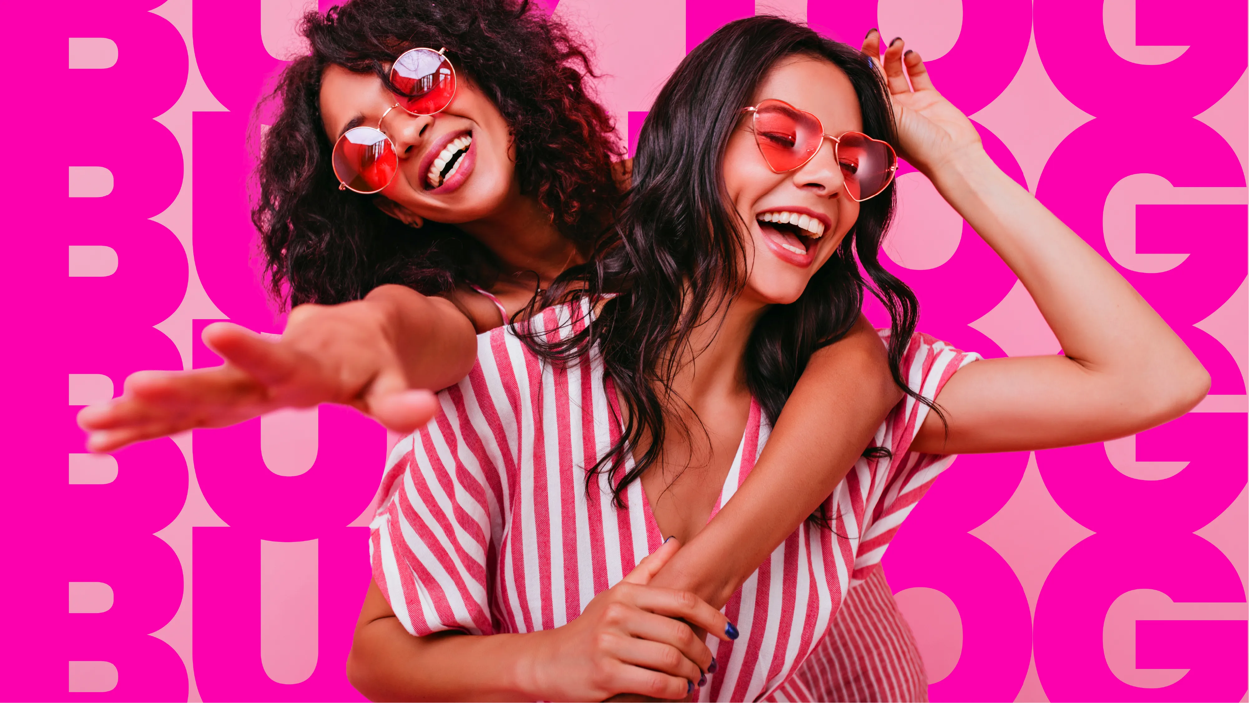 Two friends laughing together